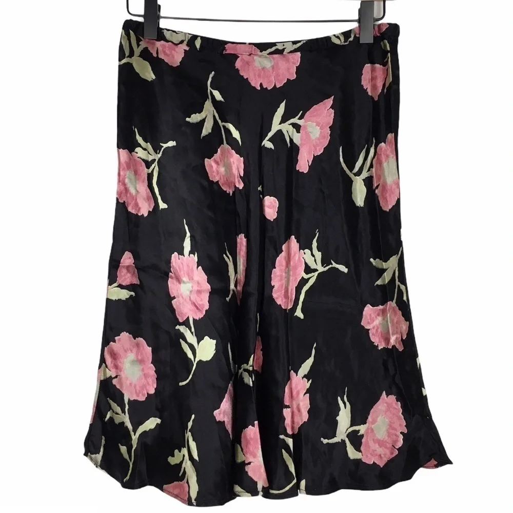 EXPRESS Skirt Vintage 90s Y2K Floral Silky Satin Shiny Fairy Core Size Medium